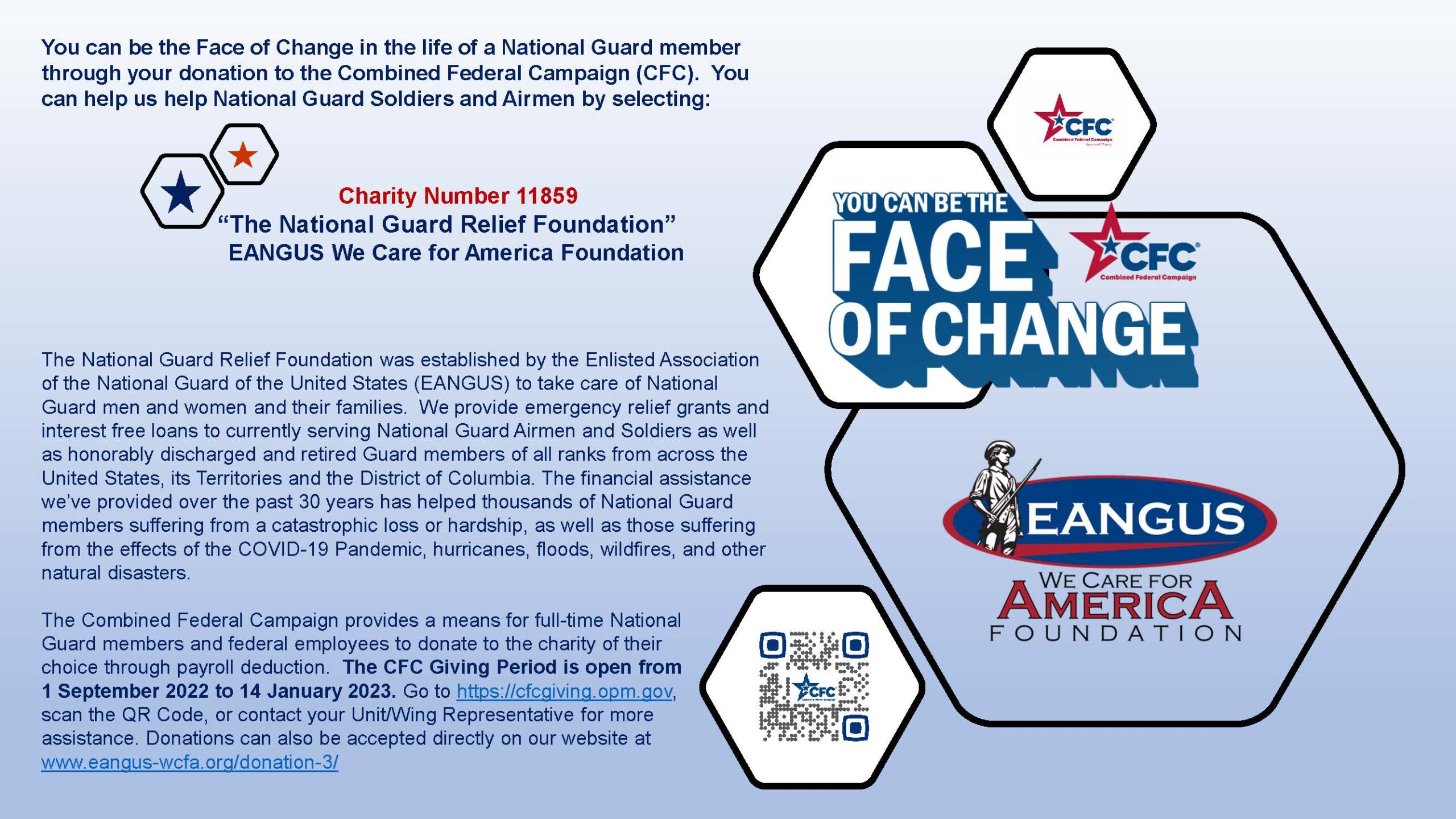 Donate to the National Guard Relief Foundation via the Combined Federal Campaign