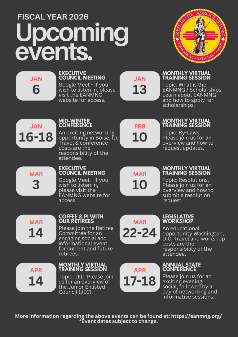 EANMNG Association Events & Engagement Opportunities (FY26–FY27)
