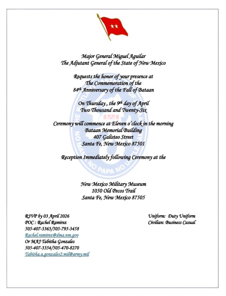 NM National Guard’s 84th Anniversary Fall of Bataan Ceremony